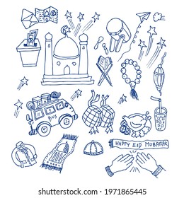 Eid Mubarak, doodle illustration and sketch