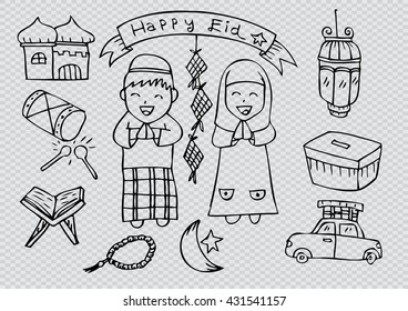 Eid Mubarak. Doodle style.
