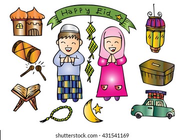 Eid Mubarak. Doodle style.
