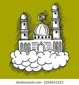 Eid Mubarak, doodle Vektorgrafik