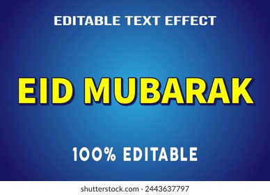 Eid Mubarak Editable 3d text style effect vector template