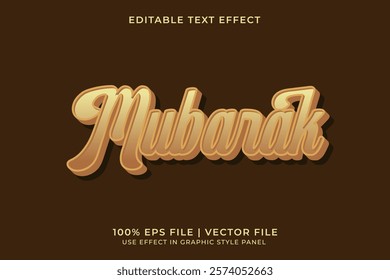 Eid Mubarak Editable Vector Text Effect. Ramadan Template. Arabic editable font template