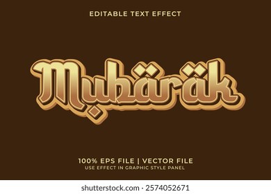 Eid Mubarak Editable Vector Text Effect. Ramadan Template. Arabic editable font template