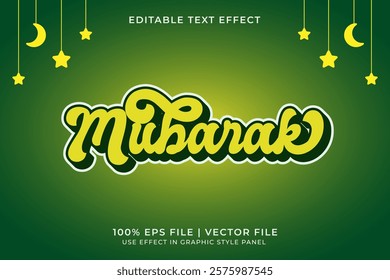 Eid Mubarak Editable Vector Text Effect. Ramadan Text Template