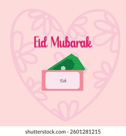 Eid Mubarak Eidi Gift Illustration – Festive Greeting Card