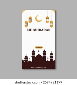  Eid Mubarak with elegant and minimalist Eid greeting template Featuring a stunning silhouette of a mosque. perfect for Eid social media posts, banners, invitations, and promotional materials
