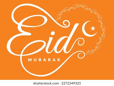 Eid Mubarak Englische Kalligrafie Kalligrafie Text von Eid Mubarak für die Feierlichkeiten des Festivals der muslimischen Gemeinschaft