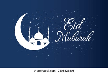 Eid Mubarak English Typography, Creative Art Eid Mubarak Lettering Typography Calligraphy Background, Eid Ul-Fitr, Eid Ul-Adha Text Vector Design.