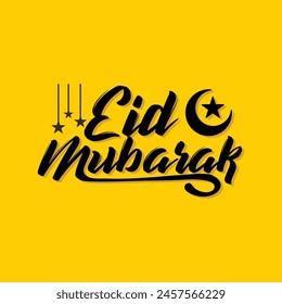 Eid Mubarak Englische Typografie. Eid ul-Fitr, Eid ul-Adha Vektorgrafik Vorlage