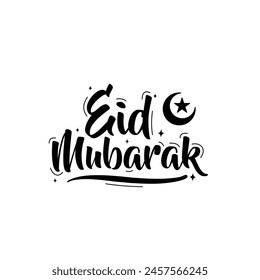 Tipografía inglesa de Eid Mubarak. Eid ul-Fitr, Plantilla de Vector Eid ul-Adha