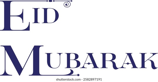 Eid Mubarak English Typography. Eid ul-Fitr, Eid ul-Adha Vector Template.