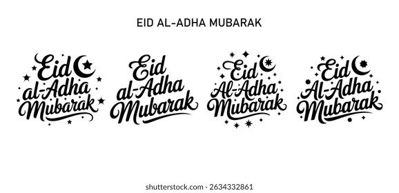 Eid Mubarak English Typography. Eid ul-Fitr, Eid ul-Adha text vector design.Creative Art Eid Mubarak Lettering and Mubarak calligraphy Background