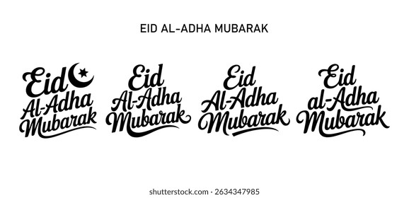 Eid Mubarak English Typography. Eid ul-Fitr, Eid ul-Adha text vector design.Creative Art Eid Mubarak Lettering and Mubarak calligraphy Background