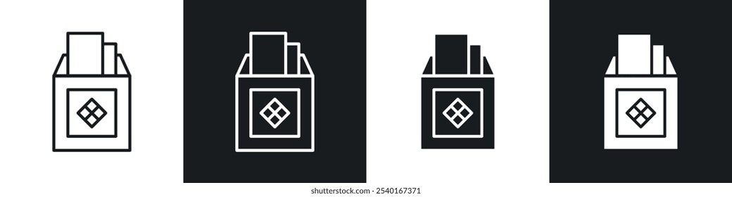 Conjunto de iconos de sobre de Eid Mubarak. Símbolos de Vector en colores blanco y negro.