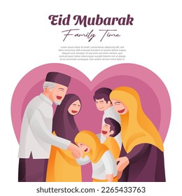 Familia Eid Mubarak reúne post en redes sociales con padres y niños musulmanes mayores juntos