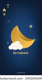 Eid mubarak - festival card. Luxury Eid al fitr greeting for social media post and banner