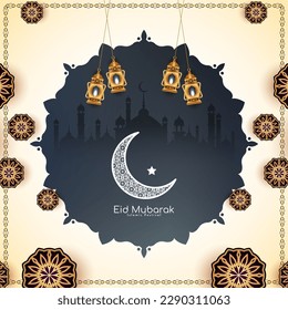 Eid Mubarak festival decorative Islamic background design vector