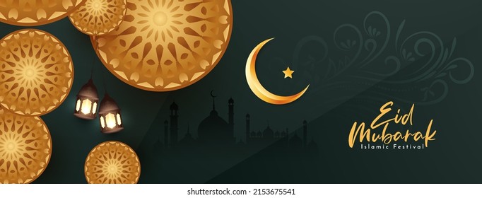 Eid Mubarak festival elegant stylish Islamic banner design vector
