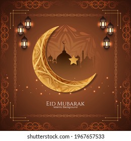 Eid mubarak festival greeting Islamic background vector