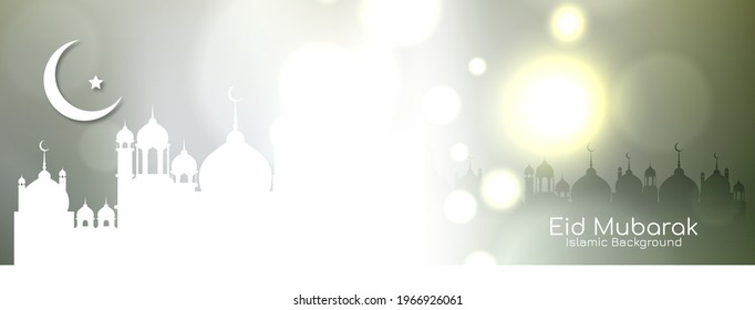 Eid mubarak festival islamic cultural mosque banner vector