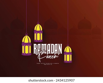 Eid Mubarak ,festival of lights, design card, banner, poster. Illustration of Ramadan Kareem with lanterns .