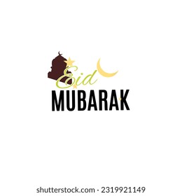 Eid Mubarak. Festival of muslim community. Islamic Background illustration. Greeting Card Design for Muslim Community Festival. Mosque silhouette vector illustration. Eid Mubarak design image.