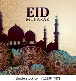 eid mubarak festival premium greeting design illustration