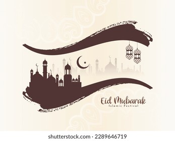 Eid Mubarak festival religious Islamic background design vector