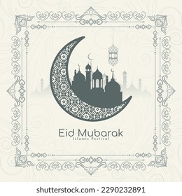 Eid Mubarak festival religious Islamic background design vector
