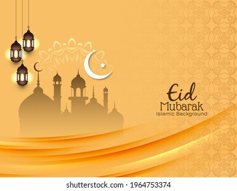 Eid mubarak festival wave style islamic background vector