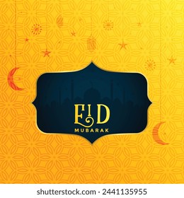 Eid mubarak festival wishes or greeting card with islamic decoration