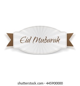 Eid Mubarak festive Banner with Ribbon. Vector Illustration