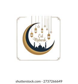 Eid Mubarak Festive Typography Design for Islamic Greeting
Elegant Islamic Eid Mubarak Calligraphy with Minarets
Eid Mubarak Luxury Golden Crescent with Islamic Patterns
Modern Eid Mubarak Calligraphy with Decorative Gold Moon
