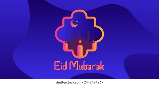 Eid Mubarak vector de concepto de fondo de diseño plano