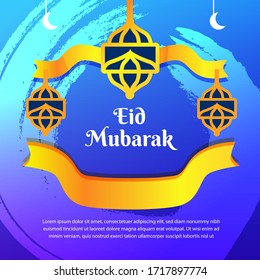 eid mubarak flat illustration for greeting card and website