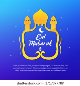 eid mubarak flat illustration for greeting card and website 