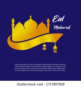 eid mubarak flat illustration for greeting card and website