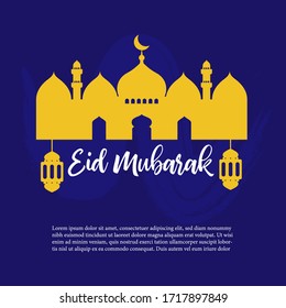 eid mubarak flat illustration for greeting card and website