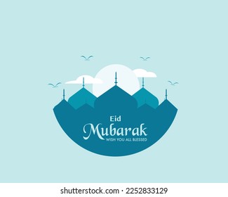 Plantilla de Ilustración plana Eid Mubarak