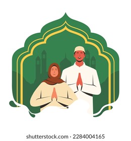 Eid Mubarak flat style character design