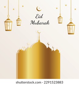 Eid mubarak flat style decorative greeting background