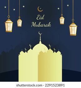 Eid mubarak flat style decorative greeting background