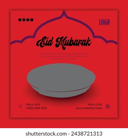 Eid Mubarak and food banner social media post template