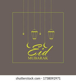Eid mubarak framed card design. eid al fitr vector illustration