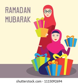 eid mubarak gift for eid fitr holiday (islamic holiday). vector illustration