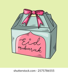 Eid Mubarak gift parcel with ribbon