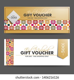 Eid Mubarak Gift Voucher layout with best discount offer in two color option.