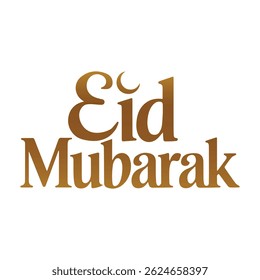 Eid Mubarak with golden color lantern moon and star vector illustration.