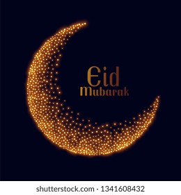 eid mubarak golden sparkle moon design