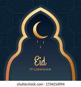 Eid Mubarak Golden Vector Background With Islamic Pattern and Decoration